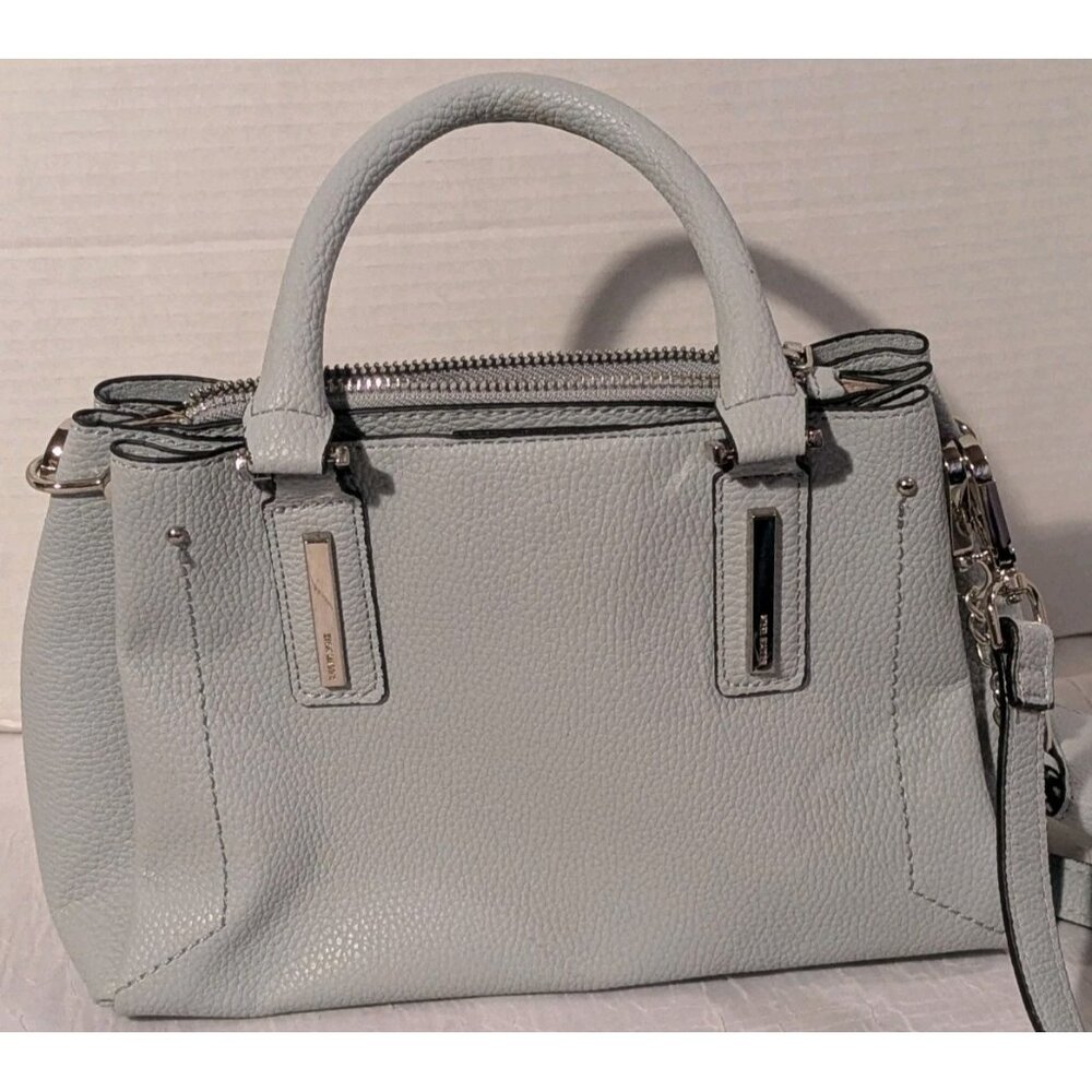 Steve Madden Crossbody Purse Attached Wallet Faux Leather Satchel Gray Pebbled - Picture 2 of 13